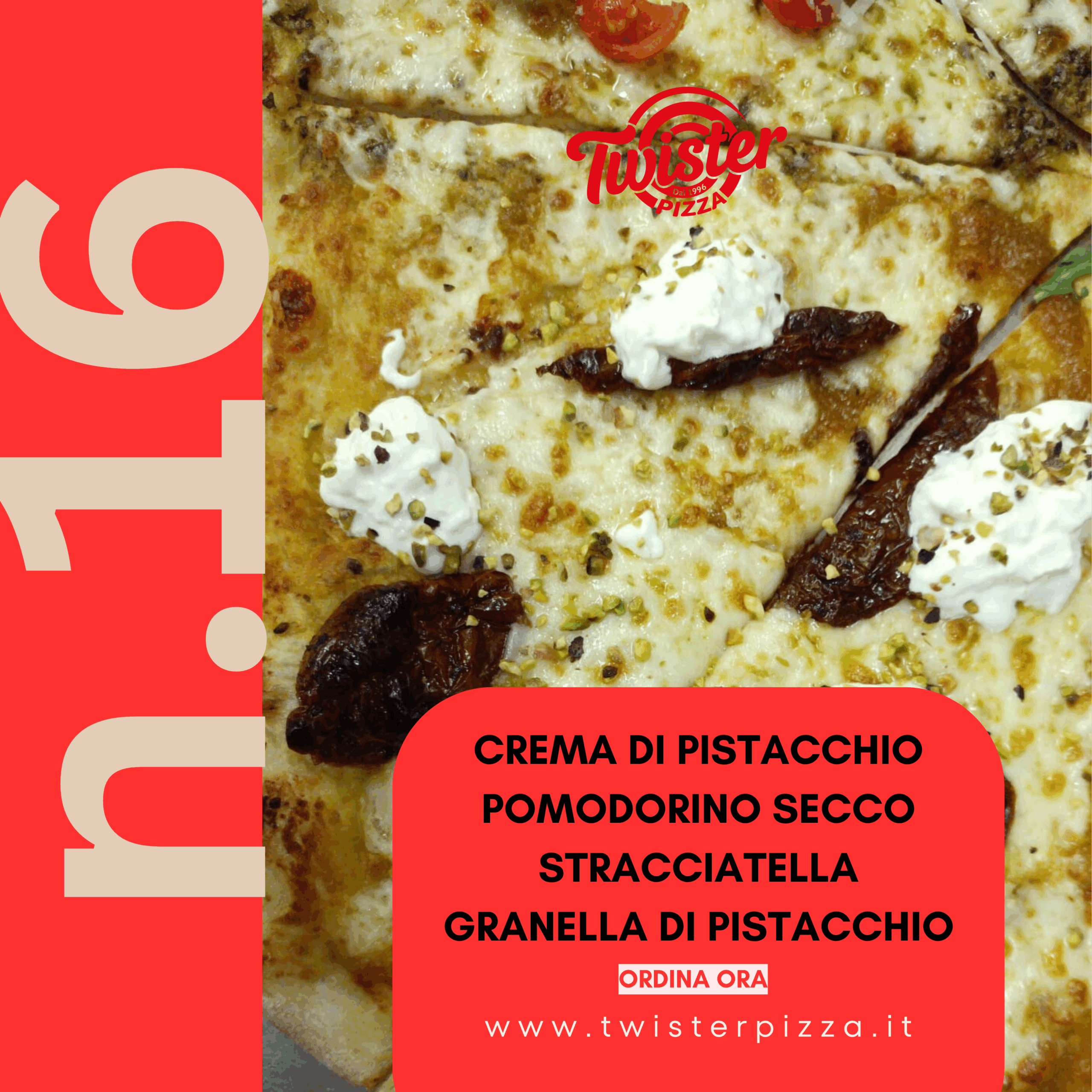 Crema di Pistacchio, Pomodorino secco, Stracciatella, Granella di Pistacchio